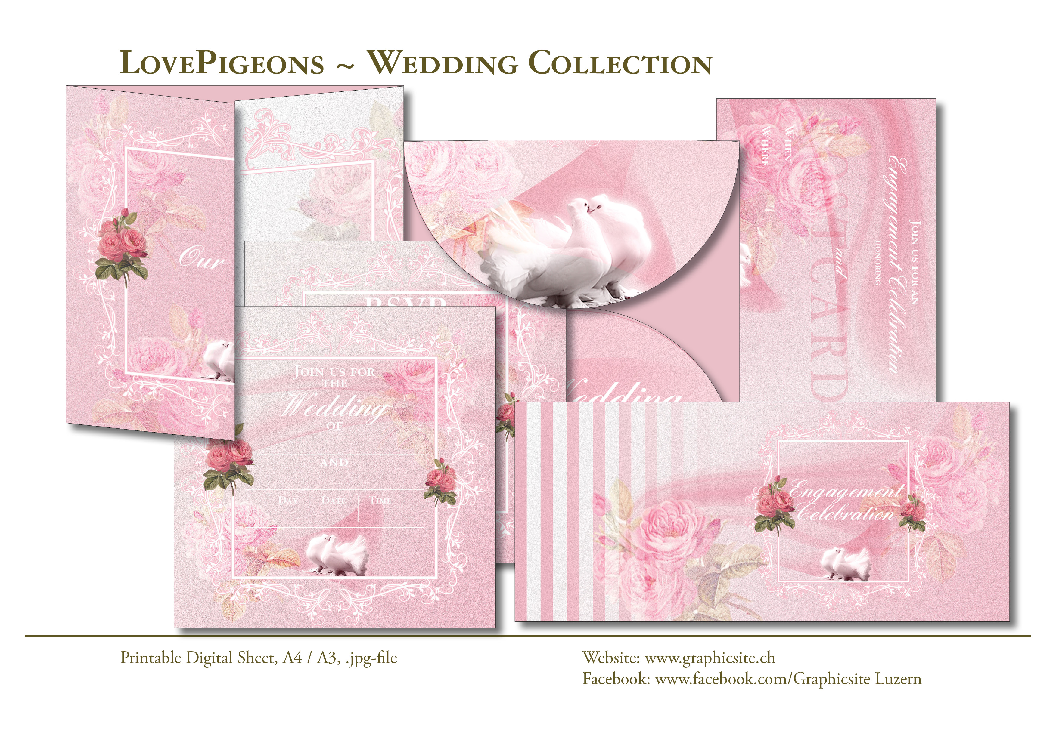 Karten selber drucken - Hochzeit - Love Pigeons - #hochzeitskarten, #einladungen, #selber, #gestalten, #basteln, #papeterie, 